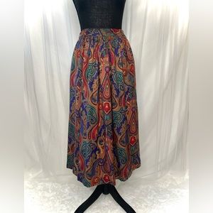Vintage 80’s Jewel Toned Paisley Skirt Vibrant Romantic Flowy